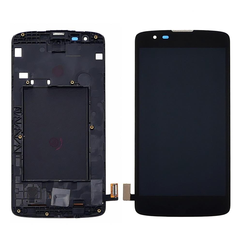 Дисплей для LG K8 K350 E/ N з чорним тачскрином та корпусною рамкою