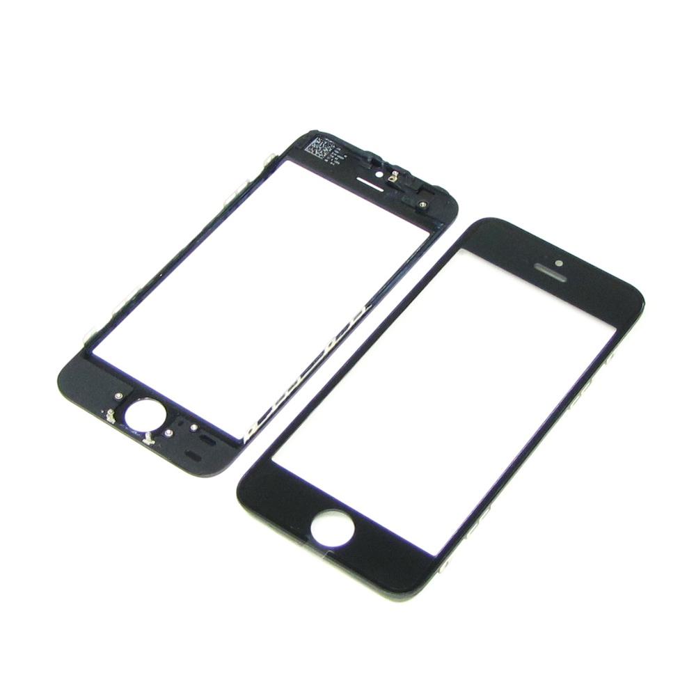 Скло тачскрина з OCA плівкою для Apple iPhone 5 чорне з рамкою HC