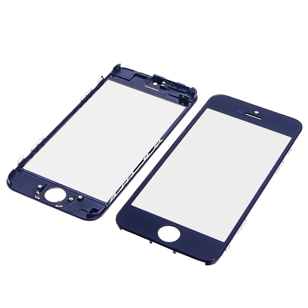 Скло тачскрина з OCA плівкою для Apple iPhone 5C чорне з рамкою HC