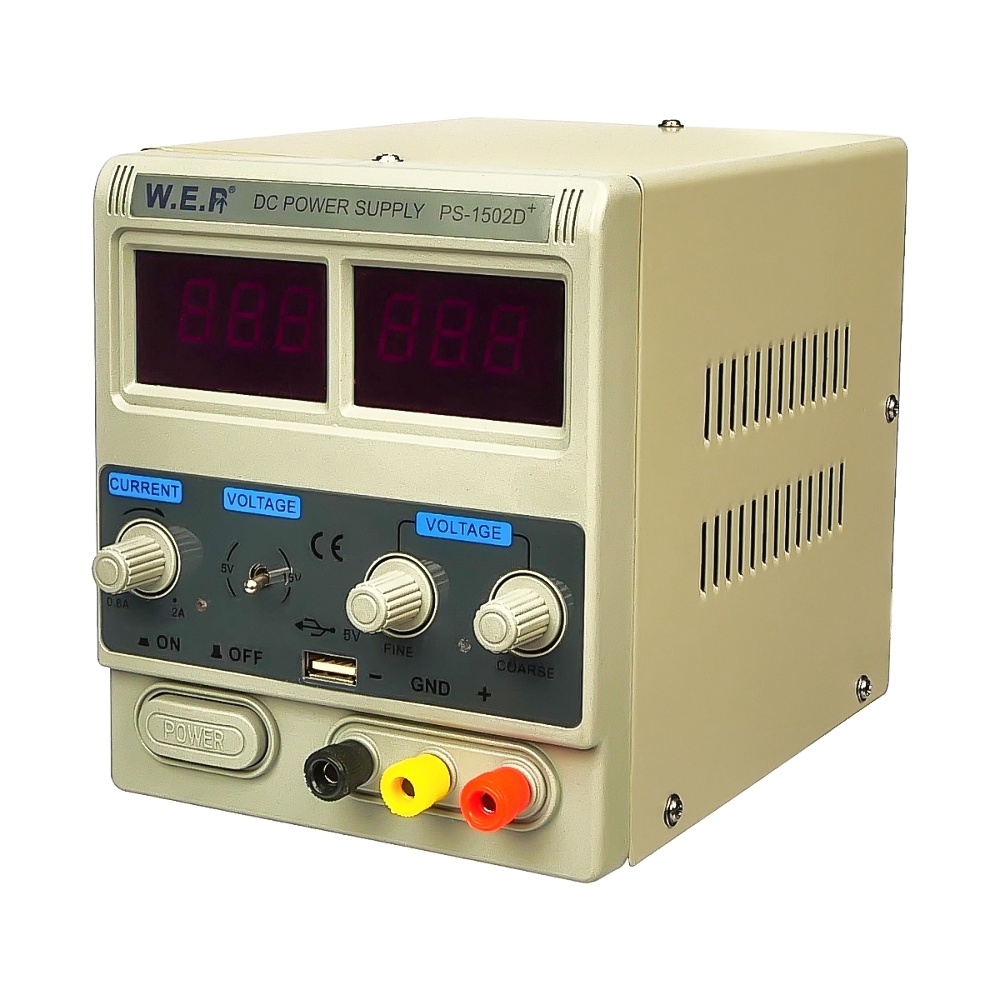Блок питания лабораторный WEP PS-1502D+ USB, 15V, 2A, цифровая индикация