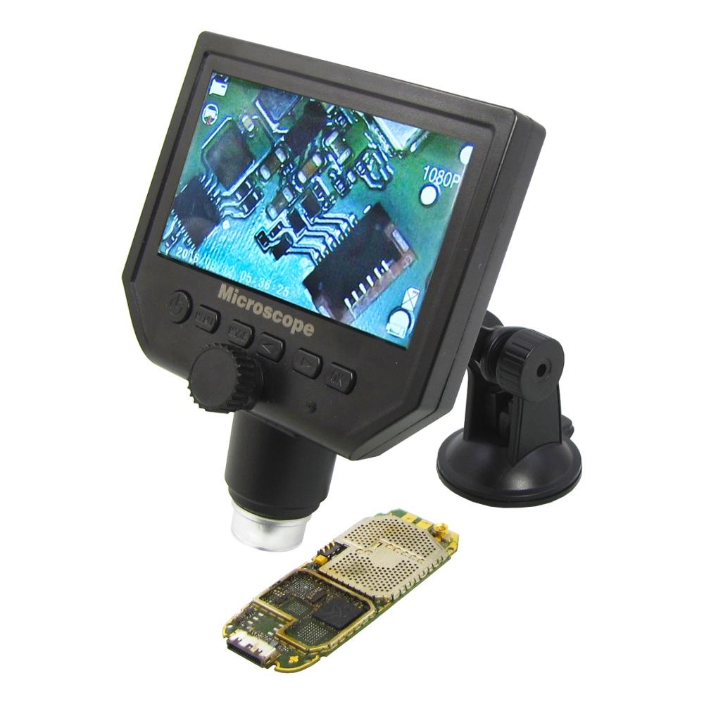 Цифровий мікроскоп з монітором 4.3" G600 (microSD (16gb class 10), фокус 20-120 мм, кратність збільшення 600X)