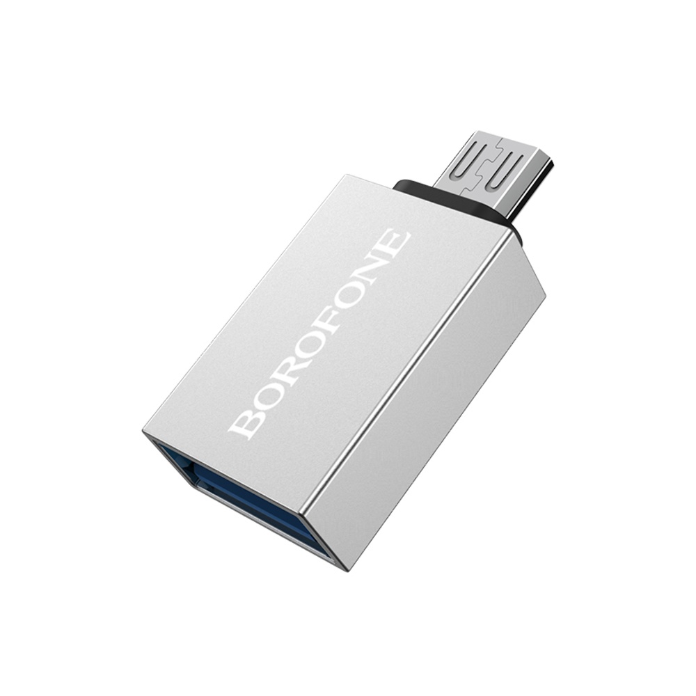 Адаптер перехідник Borofone BV2 MicroUSB to USB 3.0 (F) сріблястий