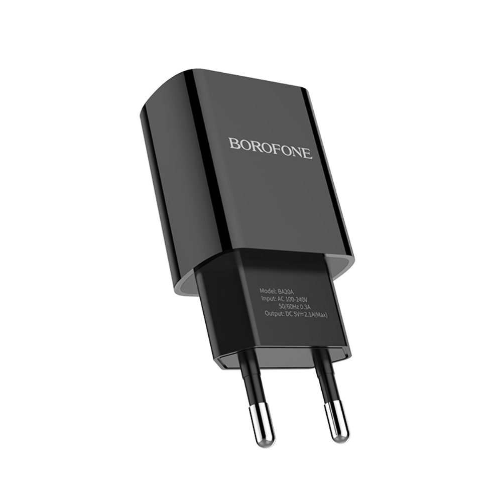 Мережевий зарядний пристрій Borofone BA20A USB чорний