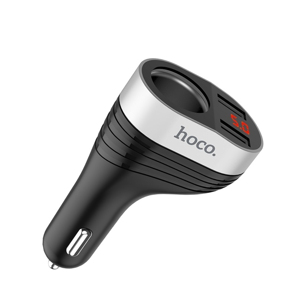 Автомобільний зарядний пристрій Hoco Z29 2 USB/ роз`єм прикурювача з дисплеєм чорний