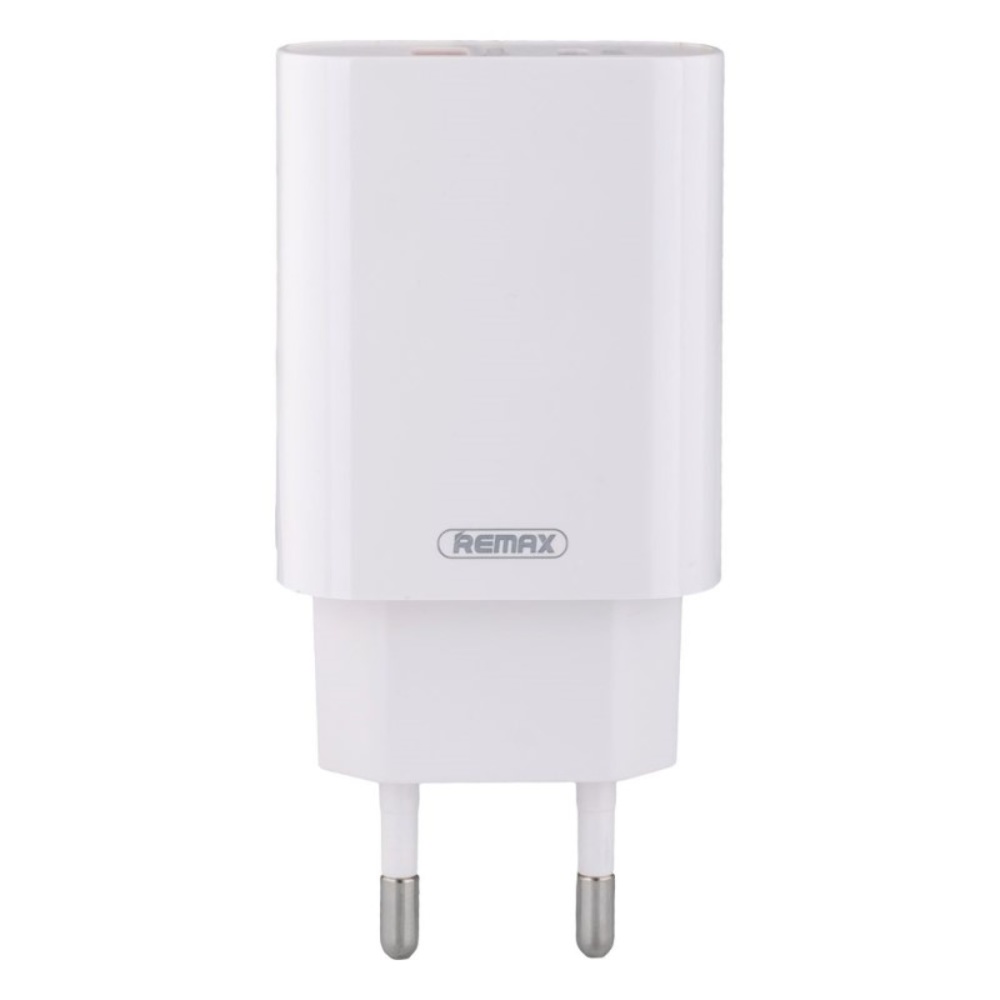 Мережевий зарядний пристрій Remax RP-U37 USB/ Type-C QC PD білий + кабель Type-C to Lightning