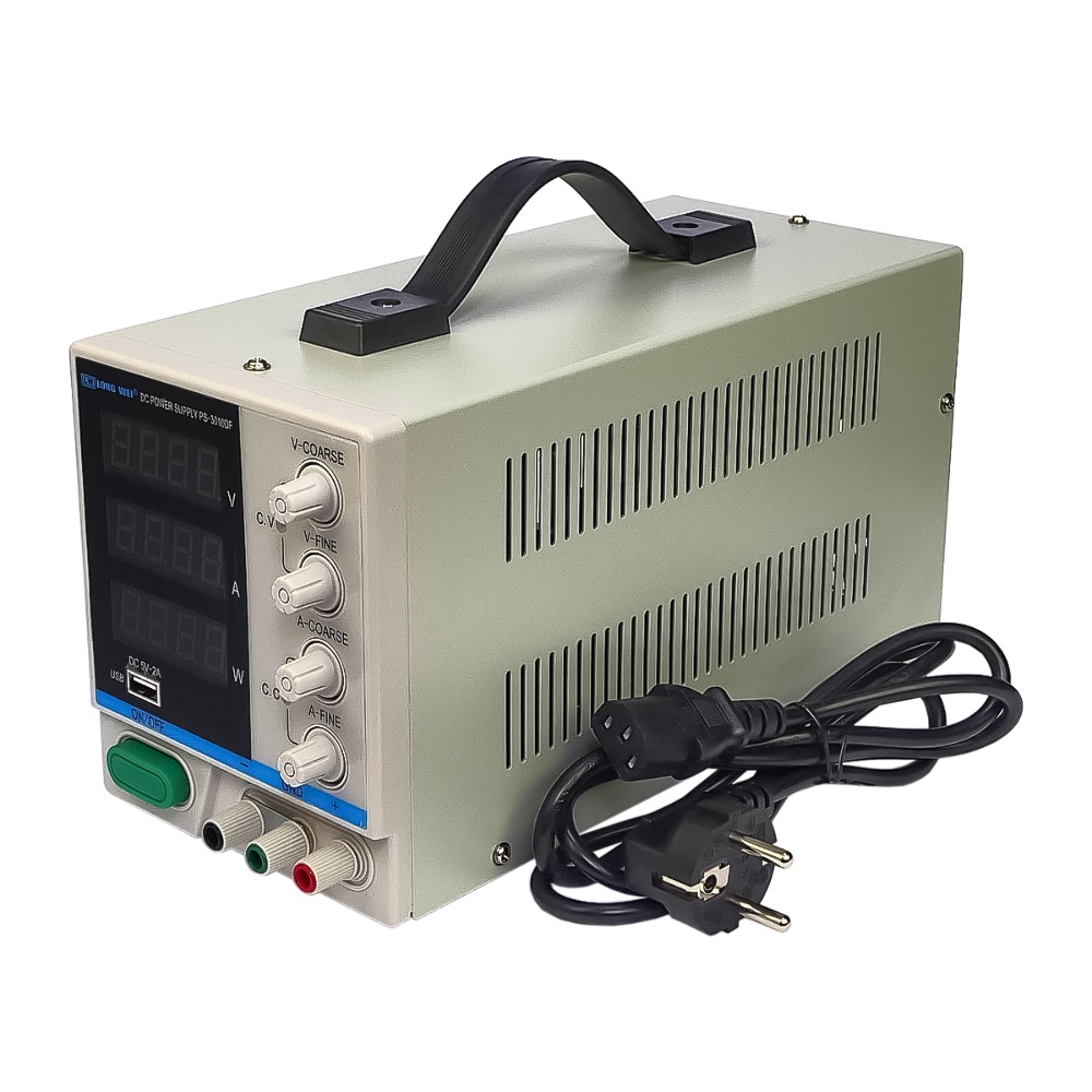 Блок живлення лабораторний Long Wei PS-3010DF 30V 10A, імпульсний, з цифровою індикацією (V/A/W), USB 5V/2A