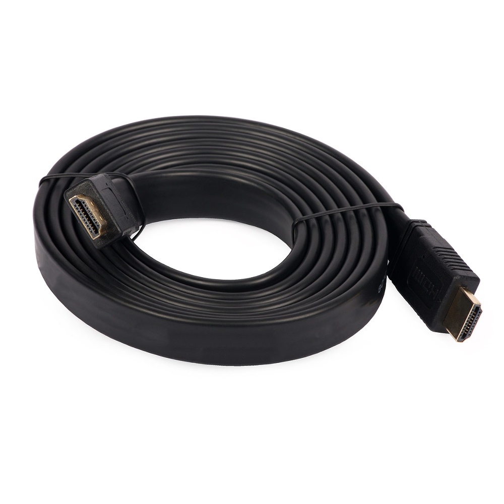 HDMI кабель 3m з плоским кабелем та позолоченими конекторами чорний