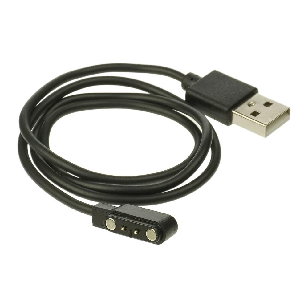 USB кабель для смарт годинника універсальний магнітний 2 pin (4 x 12.5 mm) чорний
