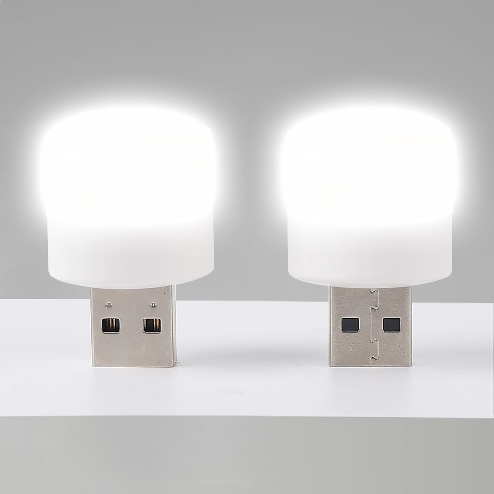 USB LED лампочка циліндрична, холодне світло біла