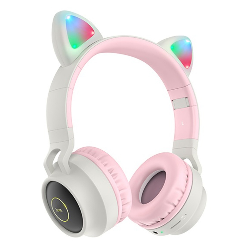 Бездротові навушники Hoco W27 Cat Ear накладні з вушками та LED підсвіткою gray