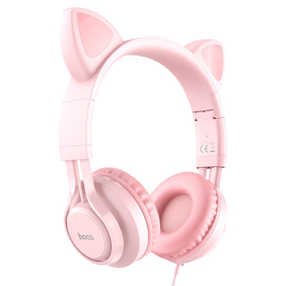 Наушники накладні Hoco W36 Cat Ear з вушками Jack 3.5 pink