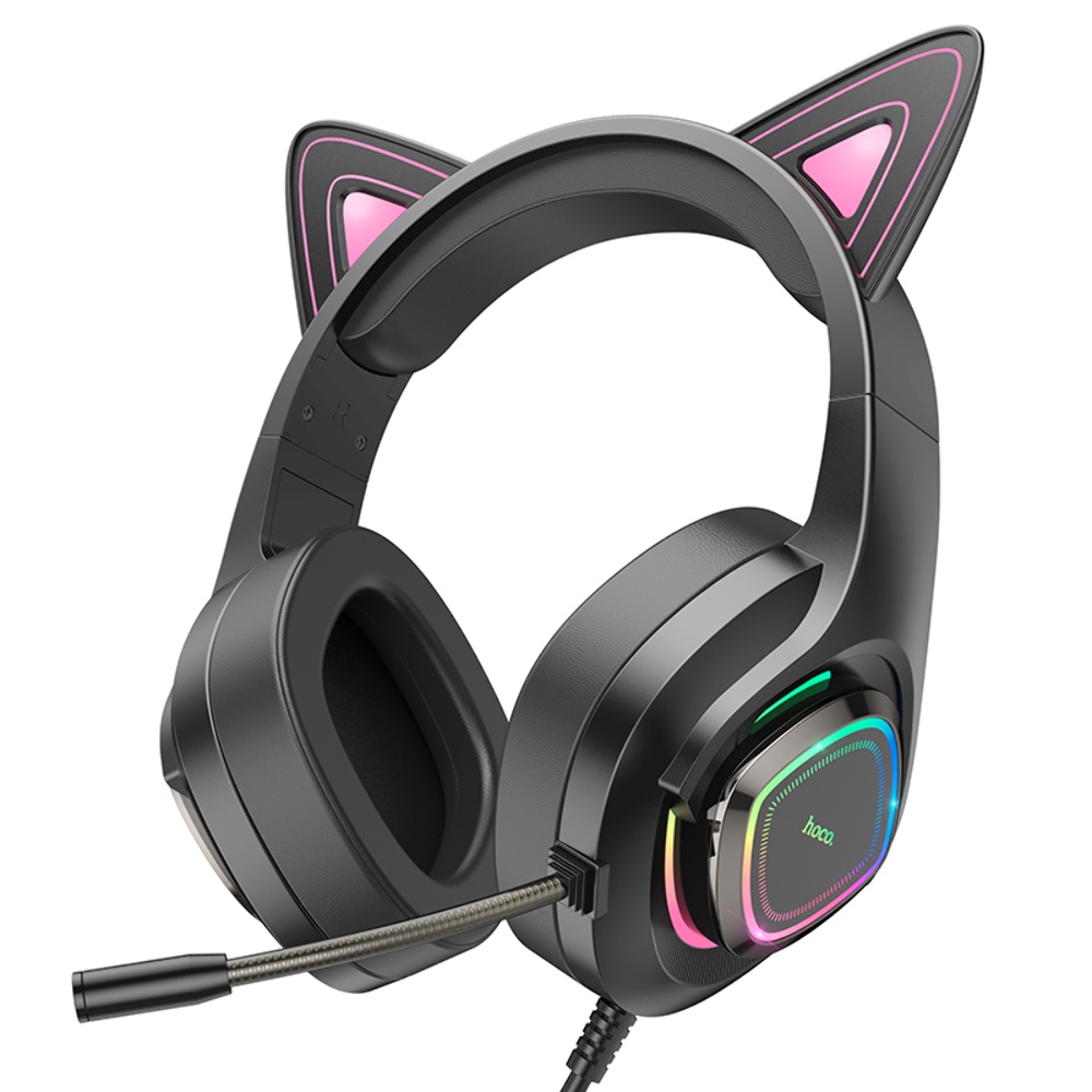 Наушники накладні Hoco W107 ігрові з вушками та LED підсвіткою Jack 3.5 phantom cat