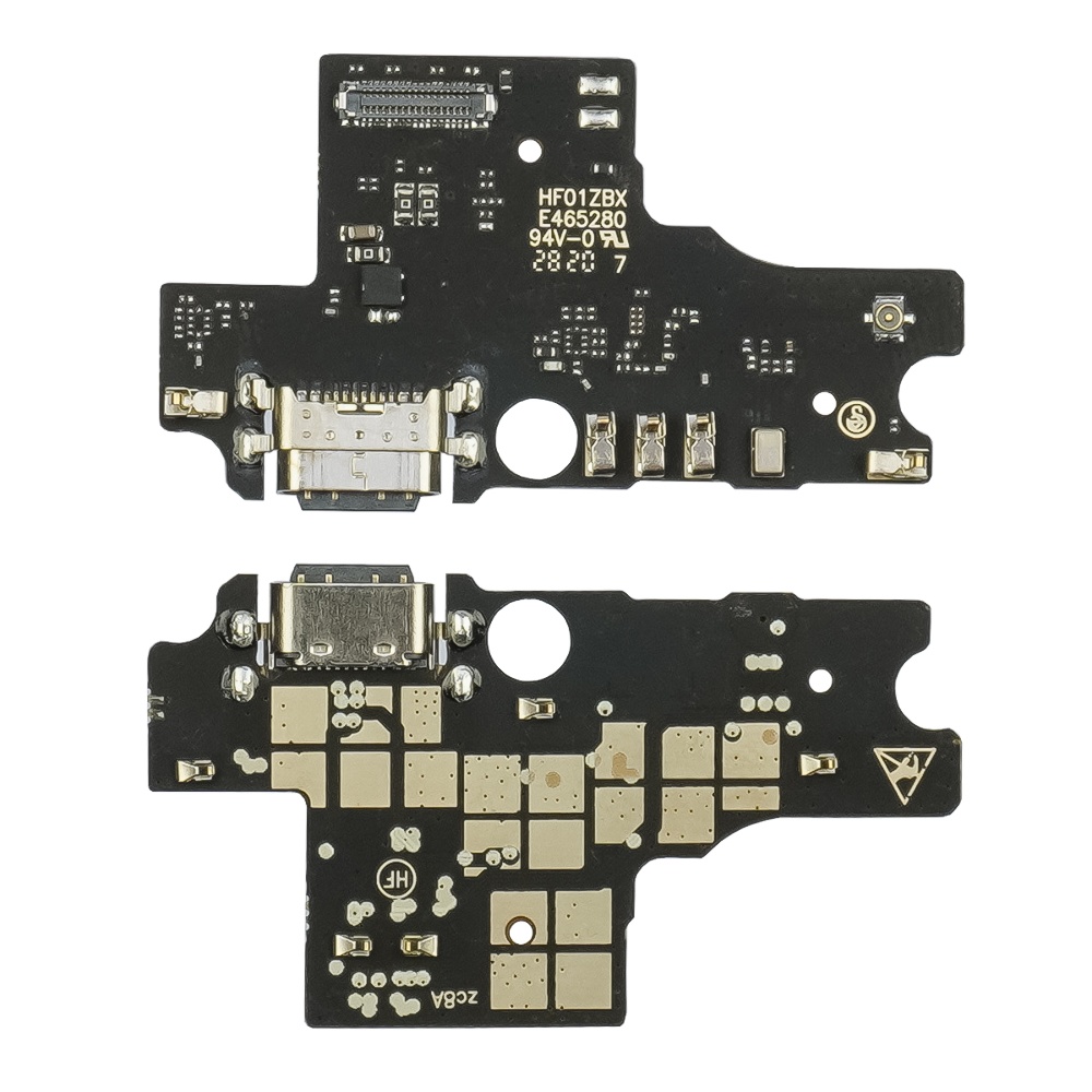 Роз`єм зарядки для ZTE Blade A51 на платі з мікрофоном і компонентами