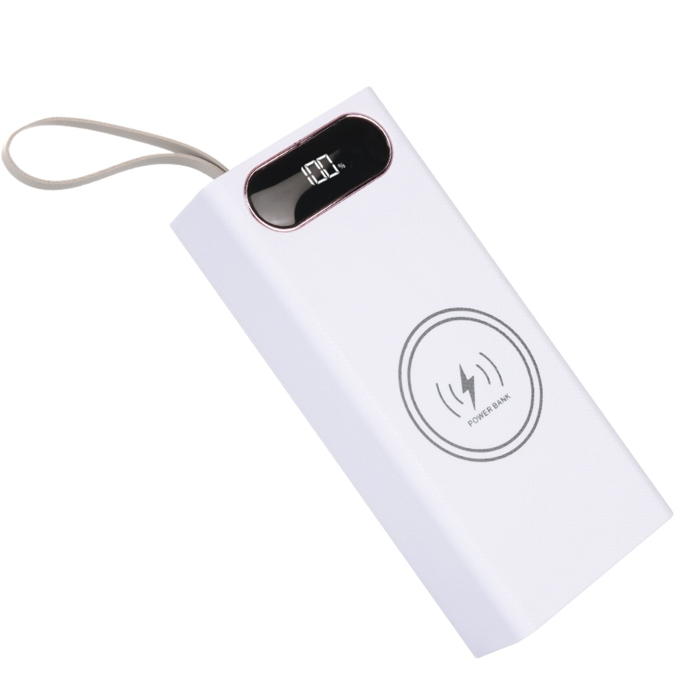 Корпус Multi-powerbank L16, під елементи 18650 до 16 шт, 22.5+15W, з бездротовою зарядкою та ліхтарем, білий