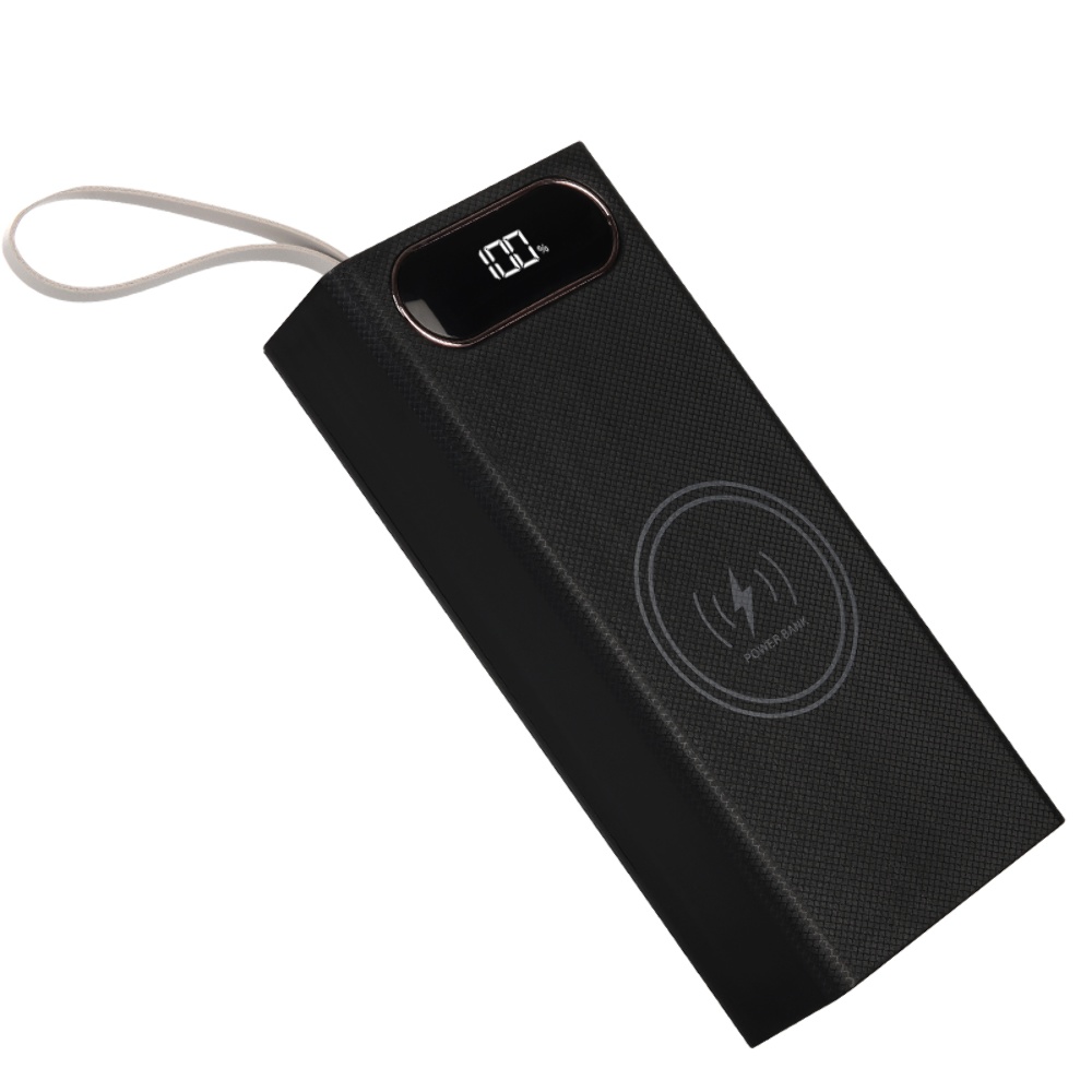 Корпус Multi-powerbank L16, під елементи 18650 до 16 шт, 22.5+15W, з бездротовою зарядкою та ліхтарем, чорний