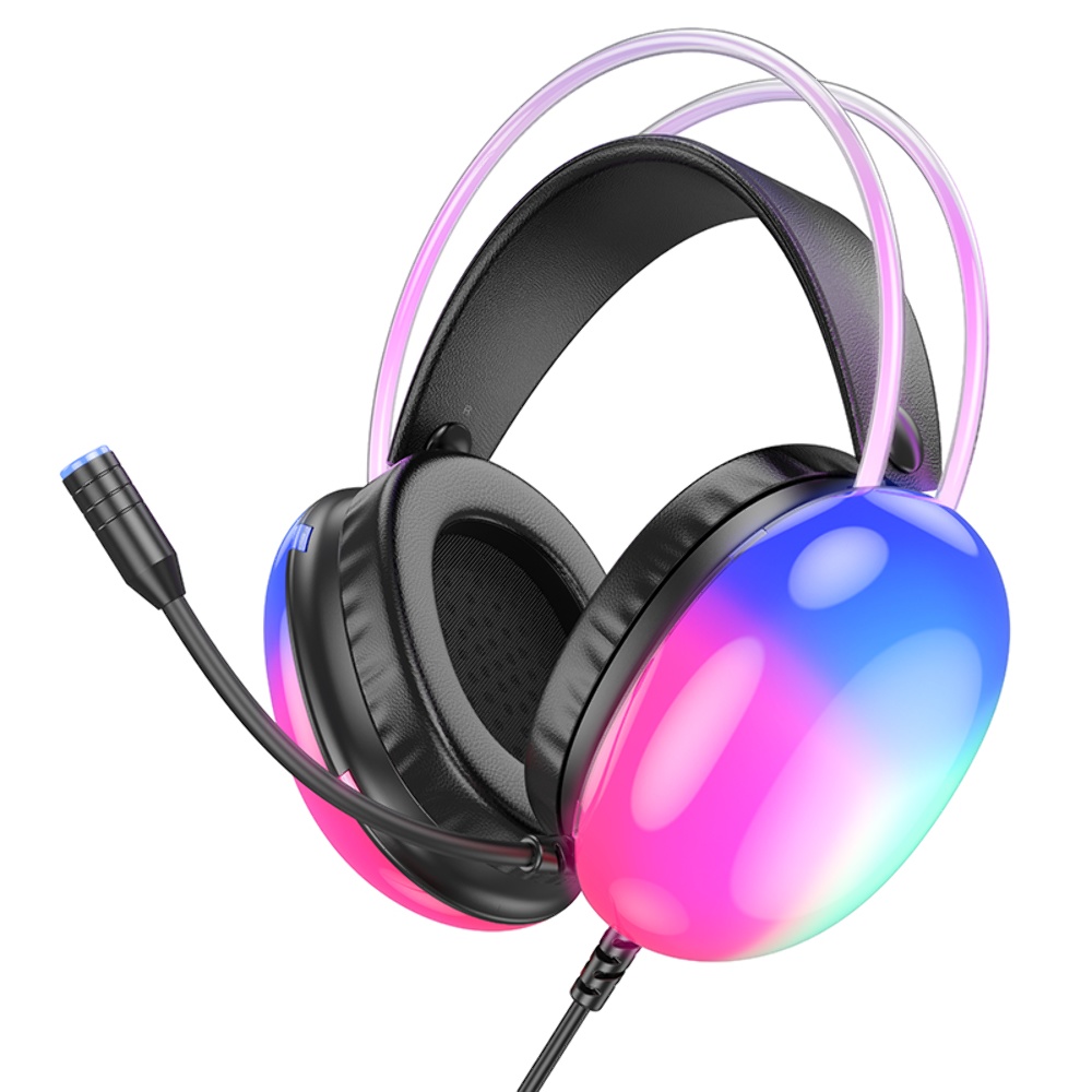Наушники накладні Hoco W109 ігрові з LED підсвіткою Jack 3.5 black