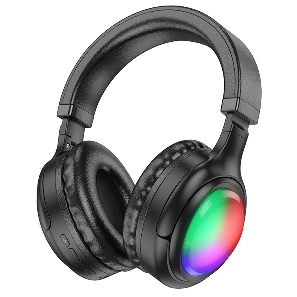 Беспроводные наушники Hoco W48 накладные с LED подсветкой black