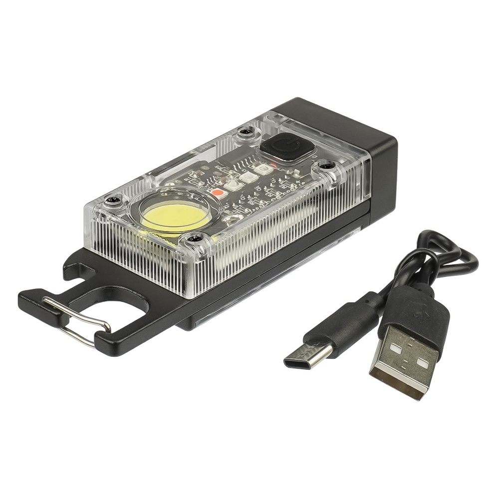 LED ліхтарик акумуляторний S030-5 з додатковим бічним підсвічуванням 500 mAh, магнітним кріпленням та сонячною панеллю black