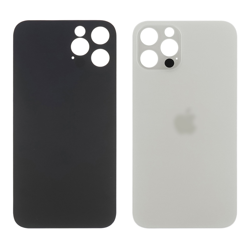 Заднее стекло корпуса для Apple iPhone 12 Pro Max Silver (белое) маленький вырез под камеру
