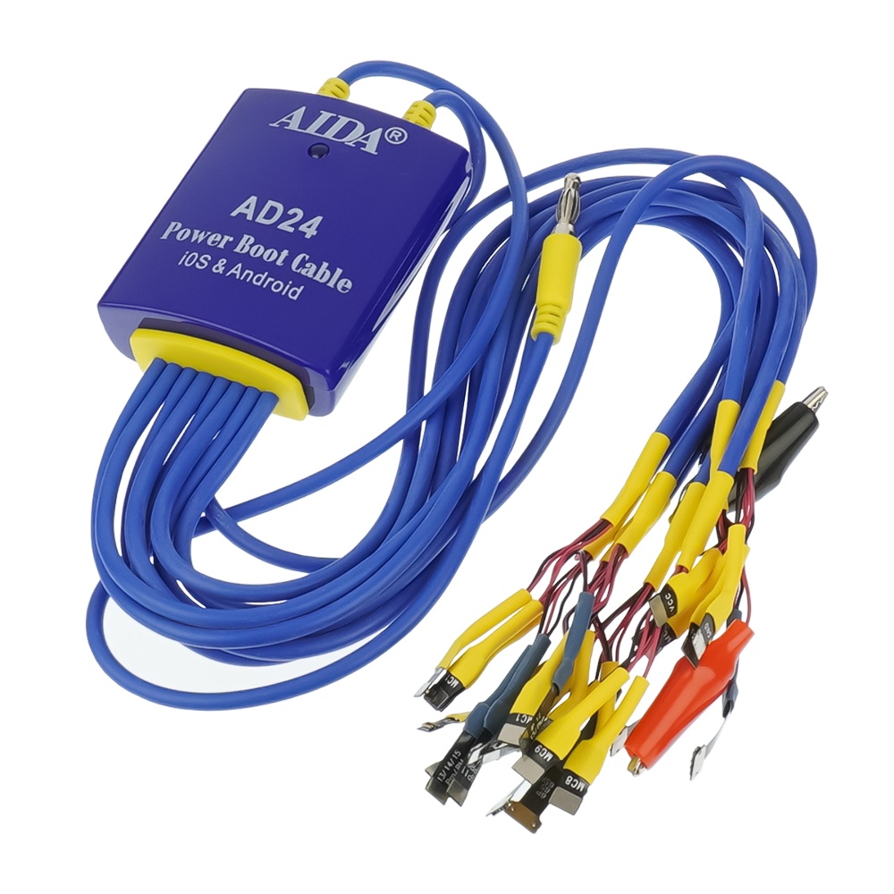Кабелі для блоків живлення Aida AD24, з з крокодилами та роз'ємами для підключення плат (iPhone 5S- 15 Pro Max/ Android)