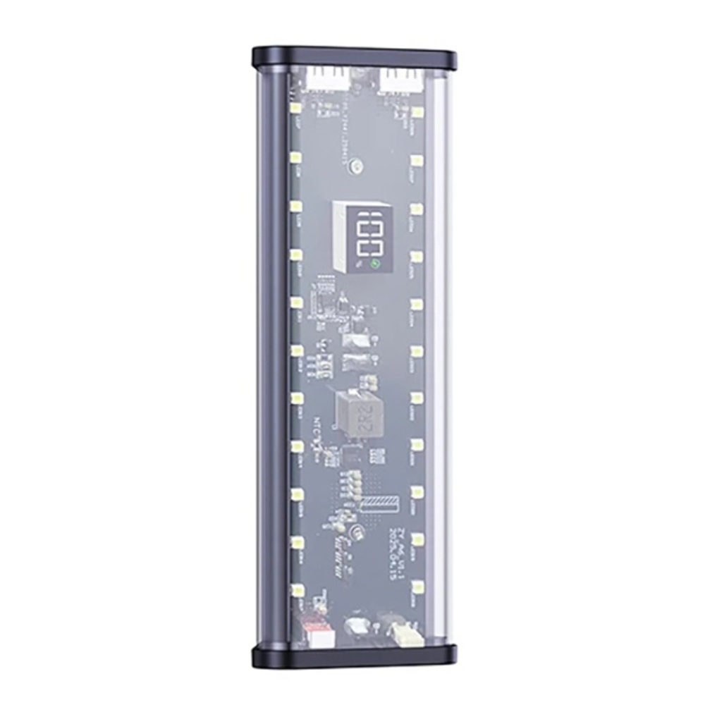 Корпус Multi-powerbank A6, под элементы 18650 до 6 шт, 22.5W, с боковой LED подсветкой прозрачный