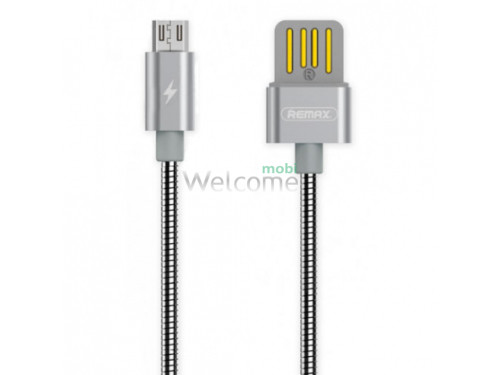 USB кабель micro Remax Silver Serpent RC-080m, 2.1A 1m silver