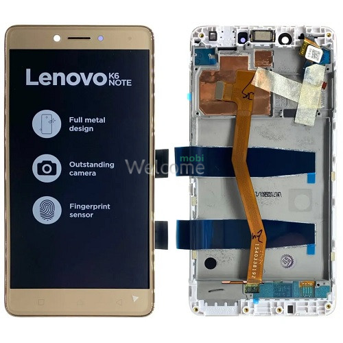 Дисплей Lenovo K6 Note (K53a48) в зборі з сенсором та рамкою gold