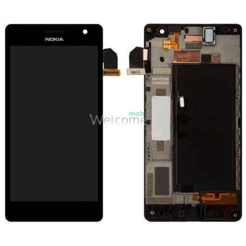 Дисплей Microsoft 730 Lumia в зборі з сенсором та рамкою black (оригінал)