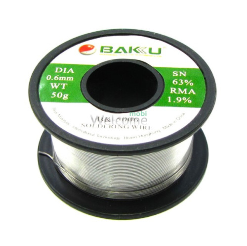 Припій BAKU BK-5006 (0,6 мм, 50 г, Sn 63% , Pb 35.1%, rma 1.9%)