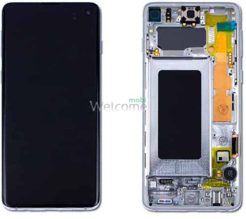 Дисплей Samsung SM-G970F Galaxy S10e в зборі з сенсором та рамкою Prism White service orig