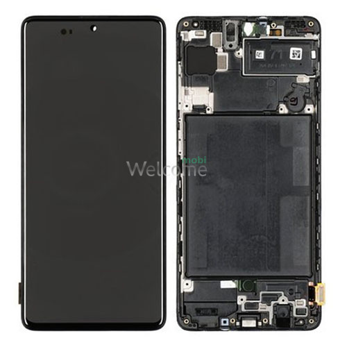 Дисплей Samsung SM-A715F Galaxy A71 (2020) в зборі з сенсором та рамкою black service orig