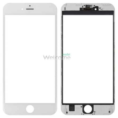 Скло корпусу iPhone 6 Plus з OCA-плівкою та рамкою white (оригінал)