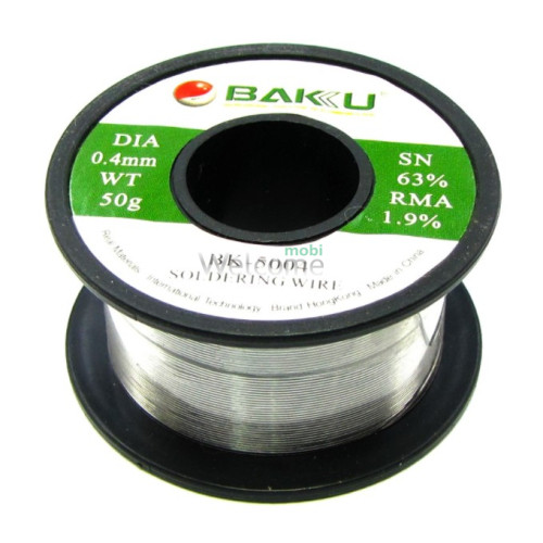 Припій BAKU BK-5004 (0,4 мм, 50 г, Sn 63% , Pb 35.1%, rma 1.9%)