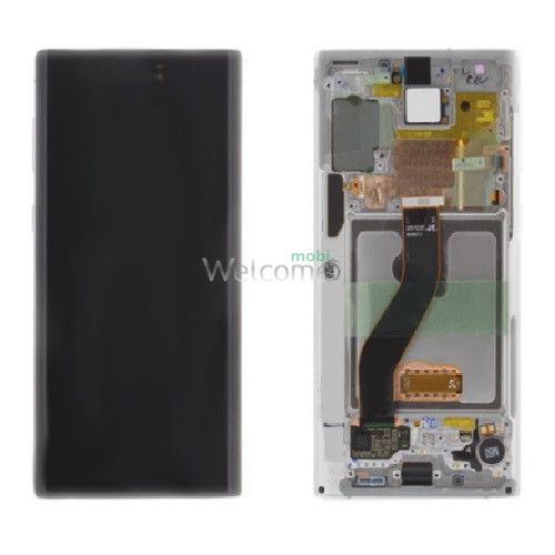 Дисплей Samsung SM-N970 Galaxy Note 10 в сборе с сенсором и рамкой aura white service orig