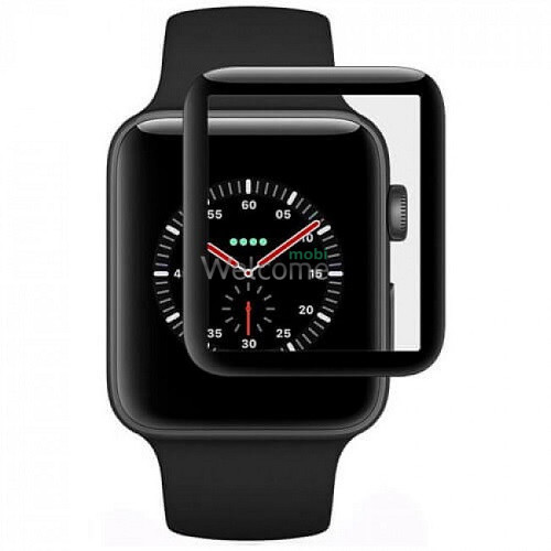 Защитное стекло Apple Watch 38 mm (10D PET+ PMMA, черное)