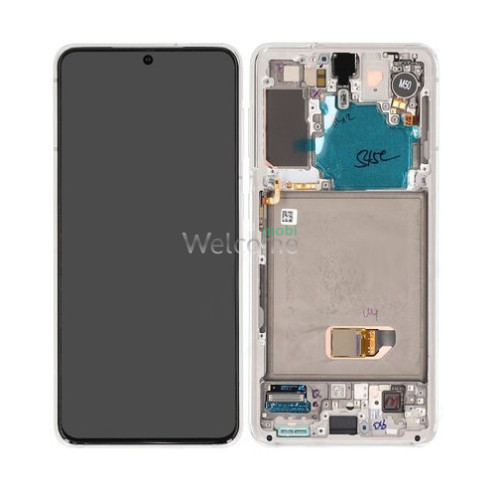 Дисплей Samsung SM-G991 Galaxy S21 в зборі з сенсором та рамкою Phantom White service orig