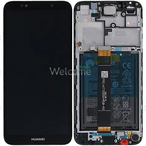 Дисплей Huawei Y5 2018/Honor 7A/Honor 7S в зборі з сенсором, рамкою та АКБ black service orig
