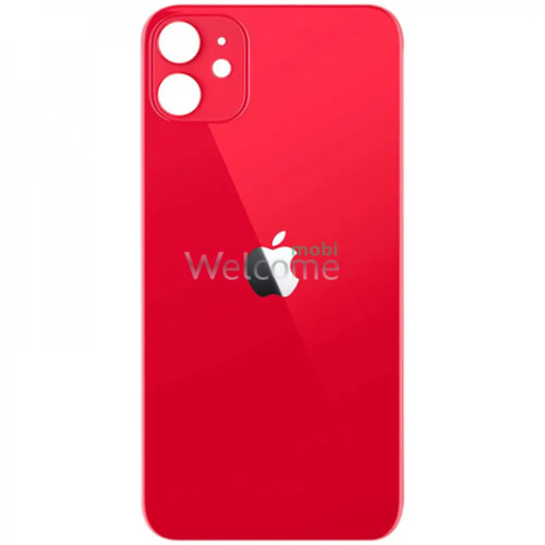 Задня кришка (скло) iPhone 12 red (big hole)