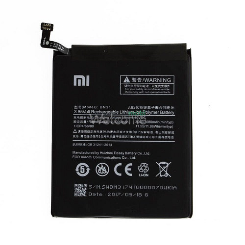 АКБ Xiaomi Mi 5X,Mi A1,Redmi Note 5A,Redmi S2 (BN31) (оригинал 100%, тех. упаковка)