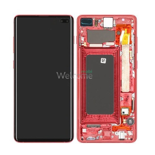 LCD Samsung SM-G975FD Galaxy S10+ Red with touchscreen and frame service orig