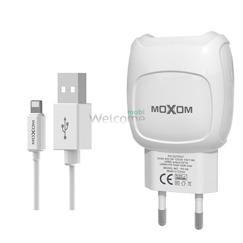 МЗП Moxom KH-69 2.1A 2USB + кабель microUSB білий