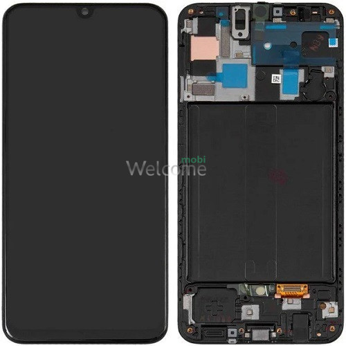 Дисплей Samsung SM-A505 Galaxy A50 (2019) в зборі з сенсором та рамкою black (оригінал переклей)