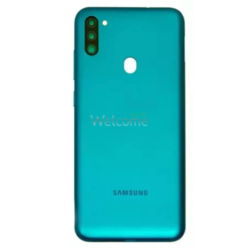 Задня кришка Samsung M115 Galaxy M11 2020 blue (зі склом камери) 