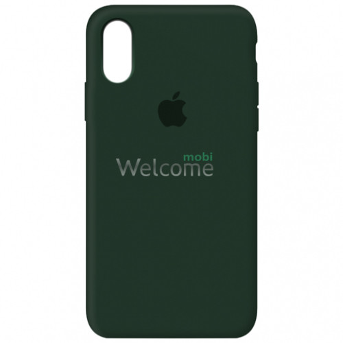 Silicone case for iPhone XR (63) forest green (закрытый низ)