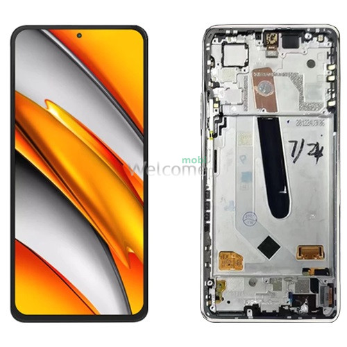 Дисплей Xiaomi Poco F3,Mi 11X,Mi 11i 2021,Redmi K40 в сборе с сенсором и рамкой Arctic White service orig