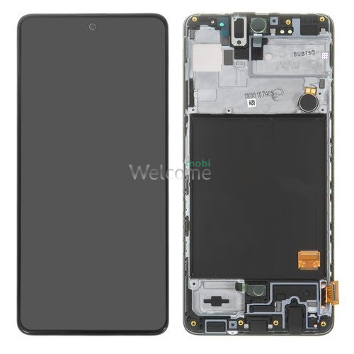 Дисплей Samsung SM-A515 Galaxy A51 (2020) в зборі з сенсором та рамкою black HeX OLED A+ (small glass)