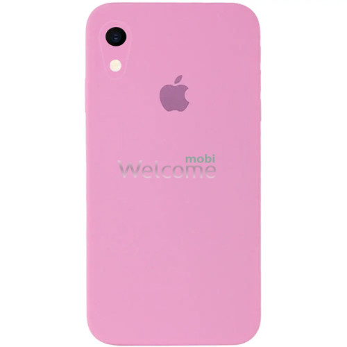 Silicone case for iPhone XR ( 6) light pink (квадратный) square side 