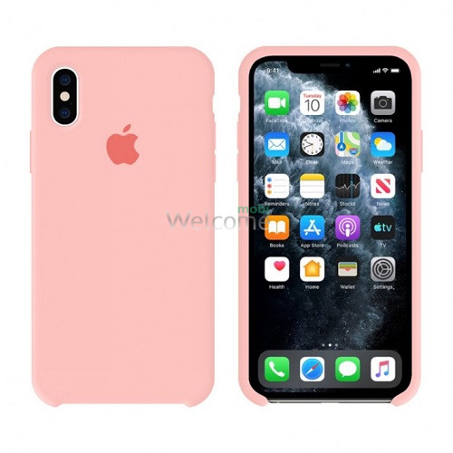 Silicone case for iPhone X/XS (12) pink (закритий низ)