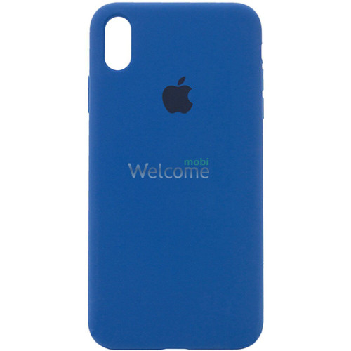 Silicone case for iPhone X,XS (16) blue (закрытый низ)