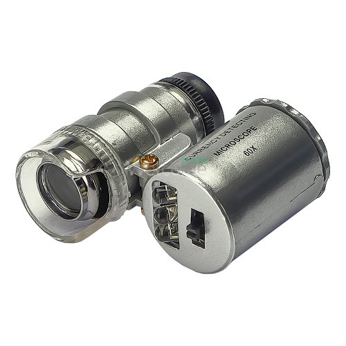 Мікроскоп кишеньковий N0.9882, в чохлі, з LED та UV підсвічуванням, кратність збільшення 60X